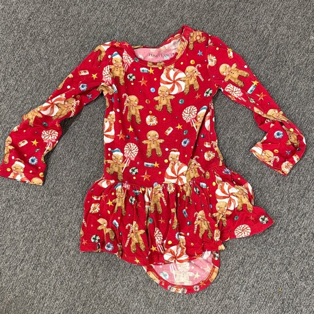 Posh Peanut Festive Red Gingerbread Dress